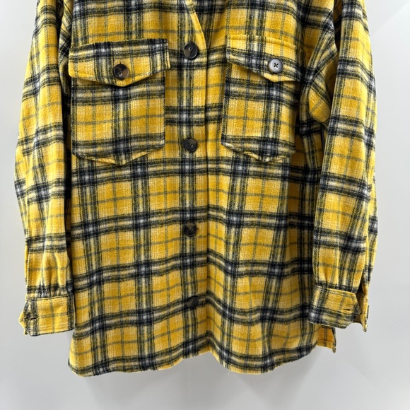 Forever 21 Yellow Plaid Button-Up Jacket Size Medium - Picture 3 of 7